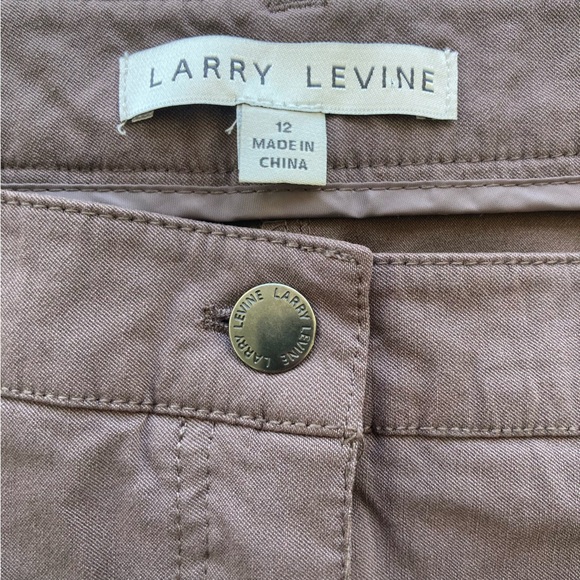 LARRY LEVINE 12 Stretch Khaki DarkTaupe EUC Faux front pockets •P1235• - Picture 2 of 8